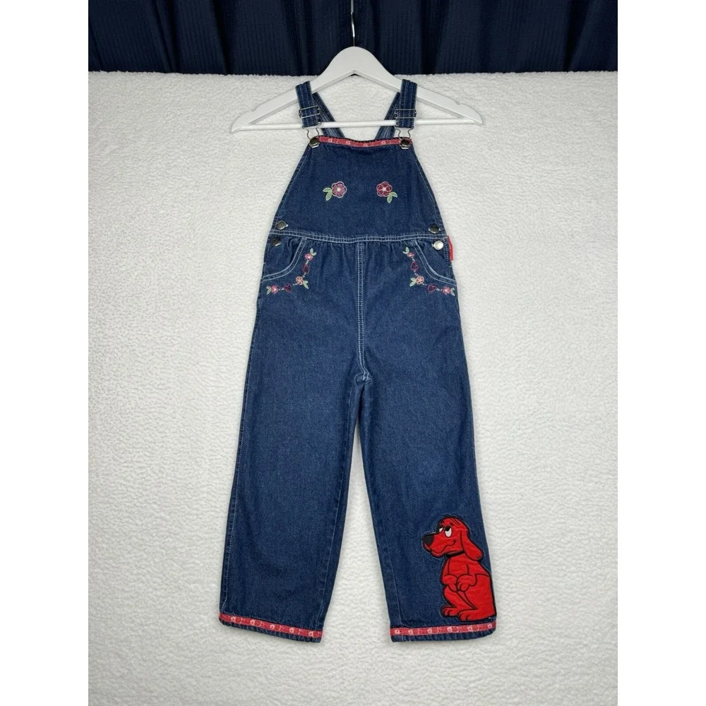 Vintage 90s Clifford The Big Red Dog Denim Overalls - Youth Kids size 4T